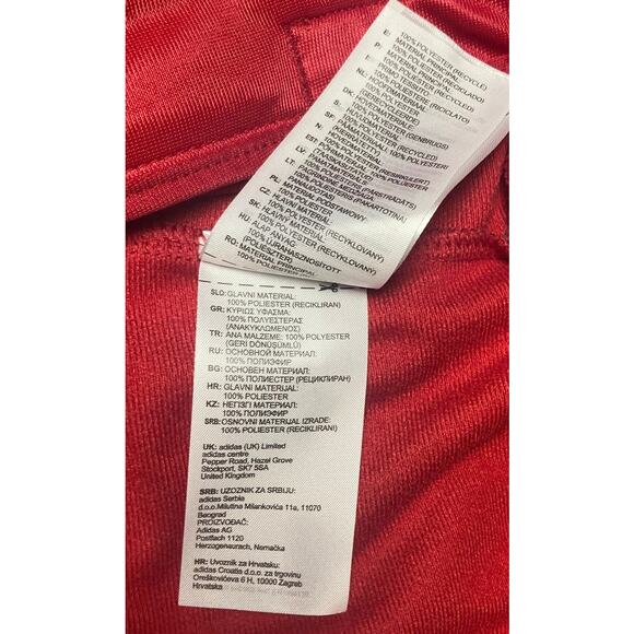 Adidas Womens Small Zip Front Track Coat Jacket Running Red with Stripes Pocket - Picture 10 of 11